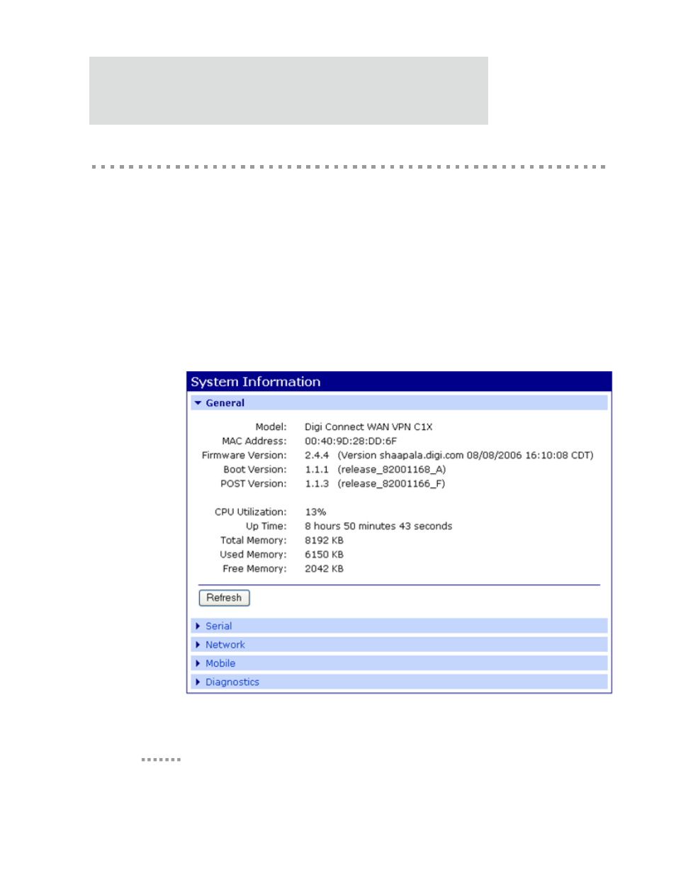 Monitoring capabilities in the web interface, Display system information | Digi X2 User Manual | Page 176 / 254