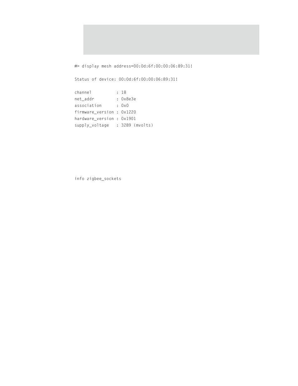 Info zigbee_sockets | Digi X2 User Manual | Page 205 / 254