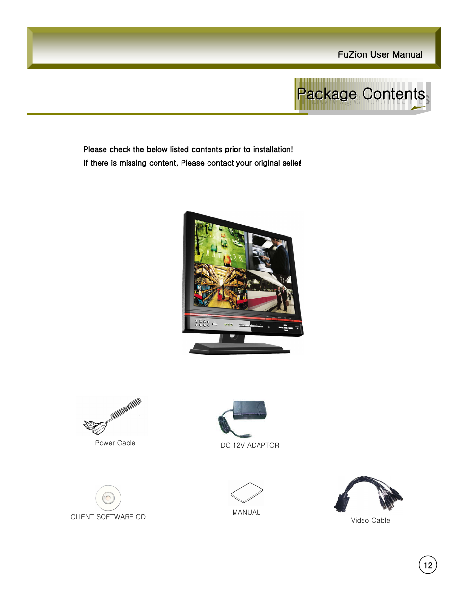 Package contents | Rugged Cams Fusion DVR User Manual | Page 13 / 60