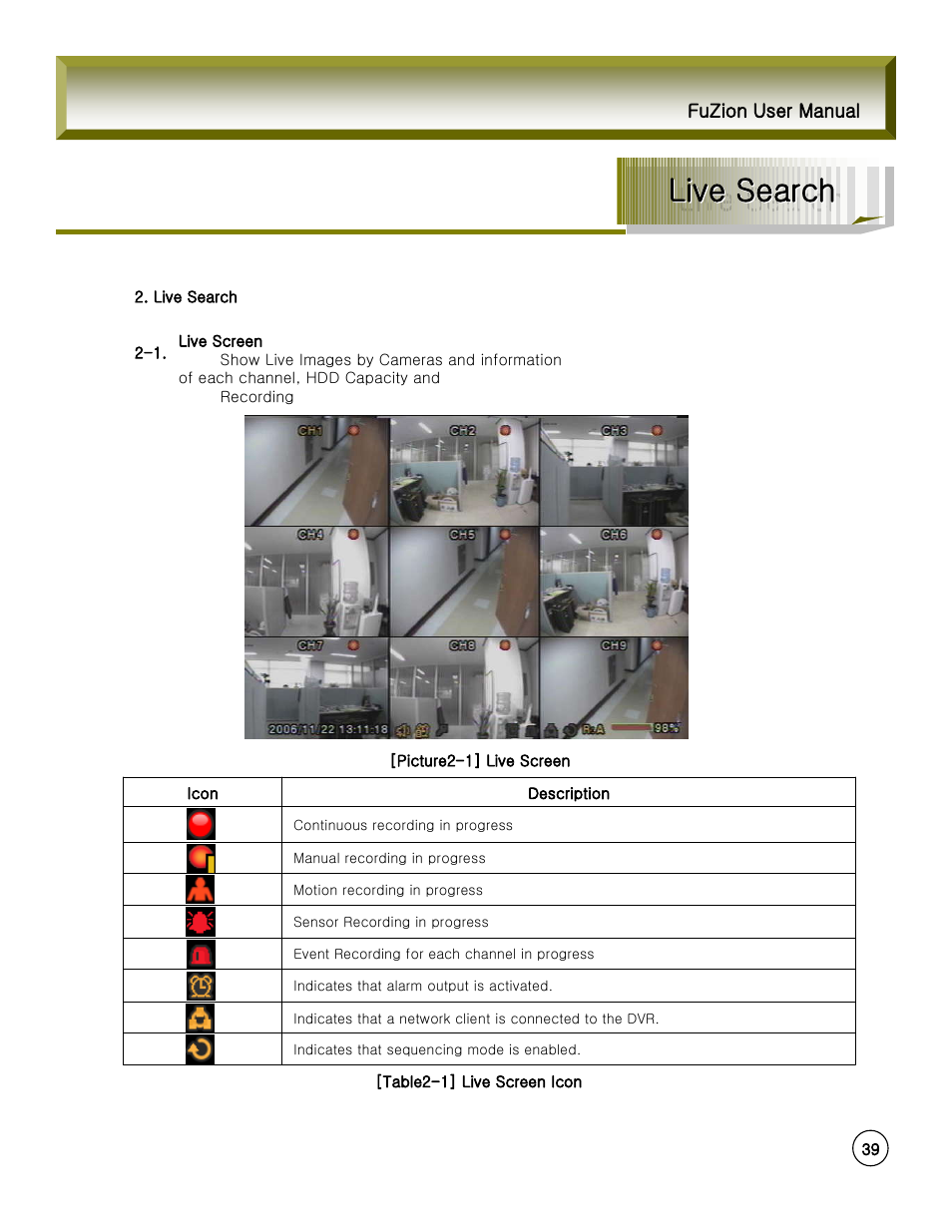 Live search | Rugged Cams Fusion DVR User Manual | Page 39 / 60