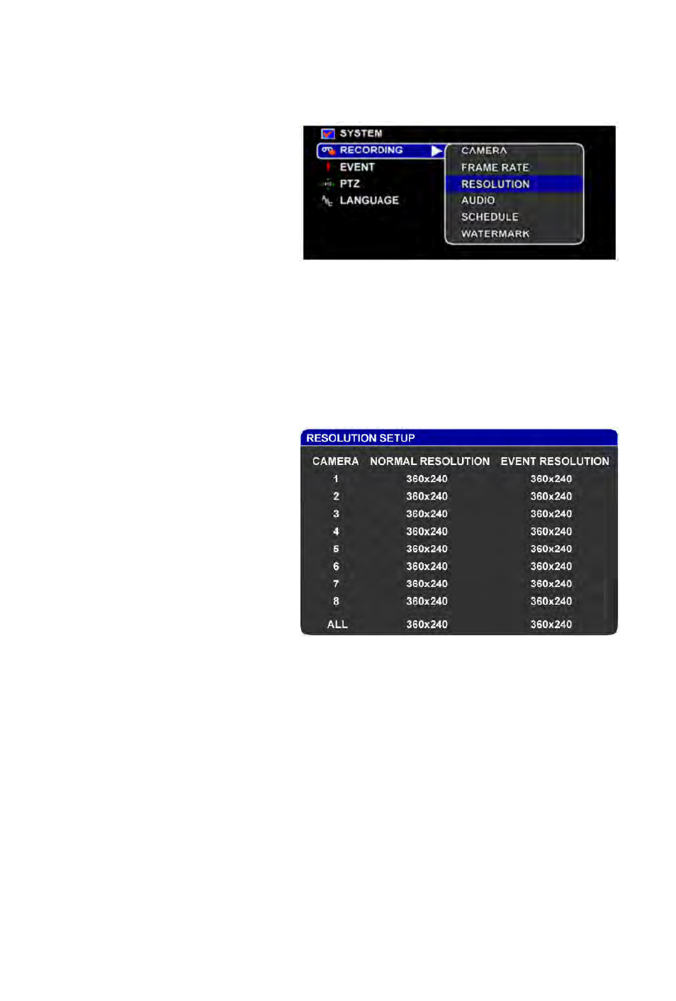 Resolution | Rugged Cams Rugged Vision DVR User Manual | Page 44 / 86