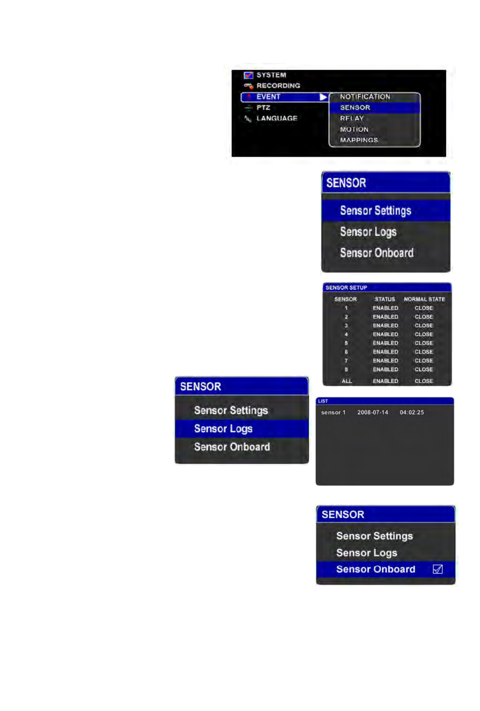 Sensor | Rugged Cams Rugged Vision DVR User Manual | Page 49 / 86