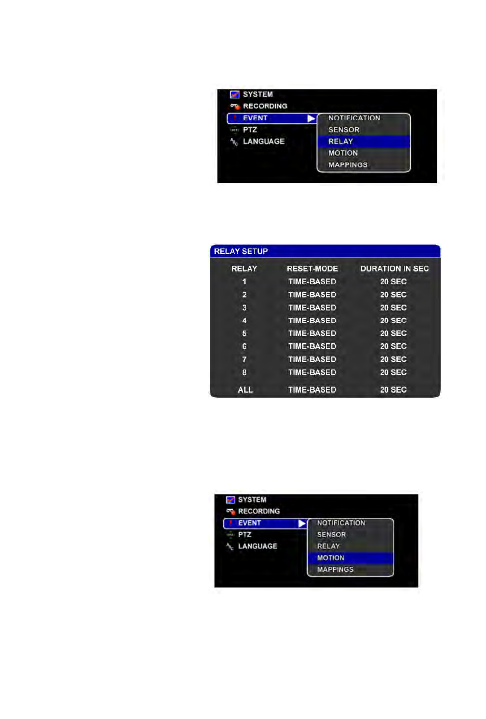 Relay, Motion | Rugged Cams Rugged Vision DVR User Manual | Page 50 / 86