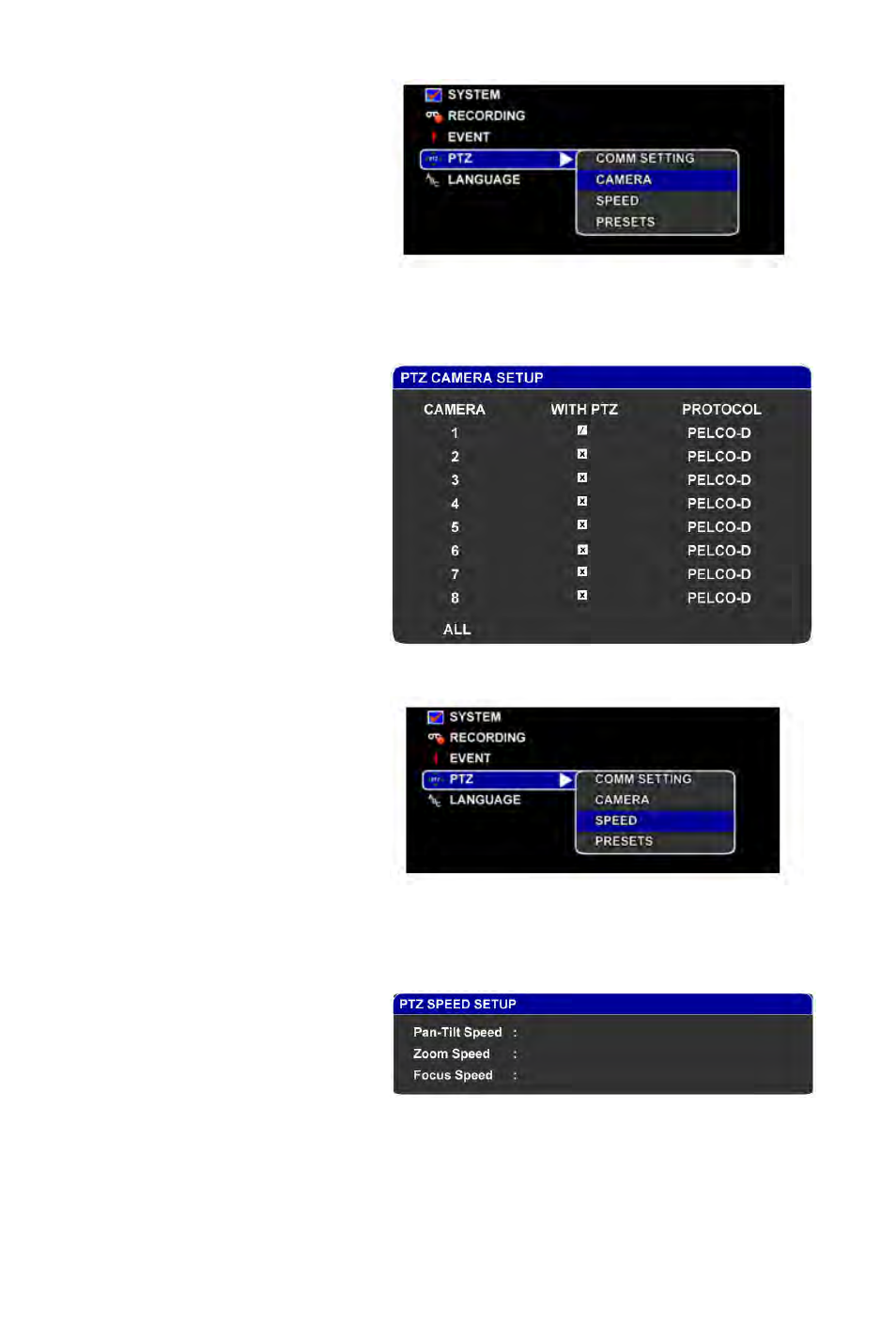 Camera, Ptz speed | Rugged Cams Rugged Vision DVR User Manual | Page 56 / 86