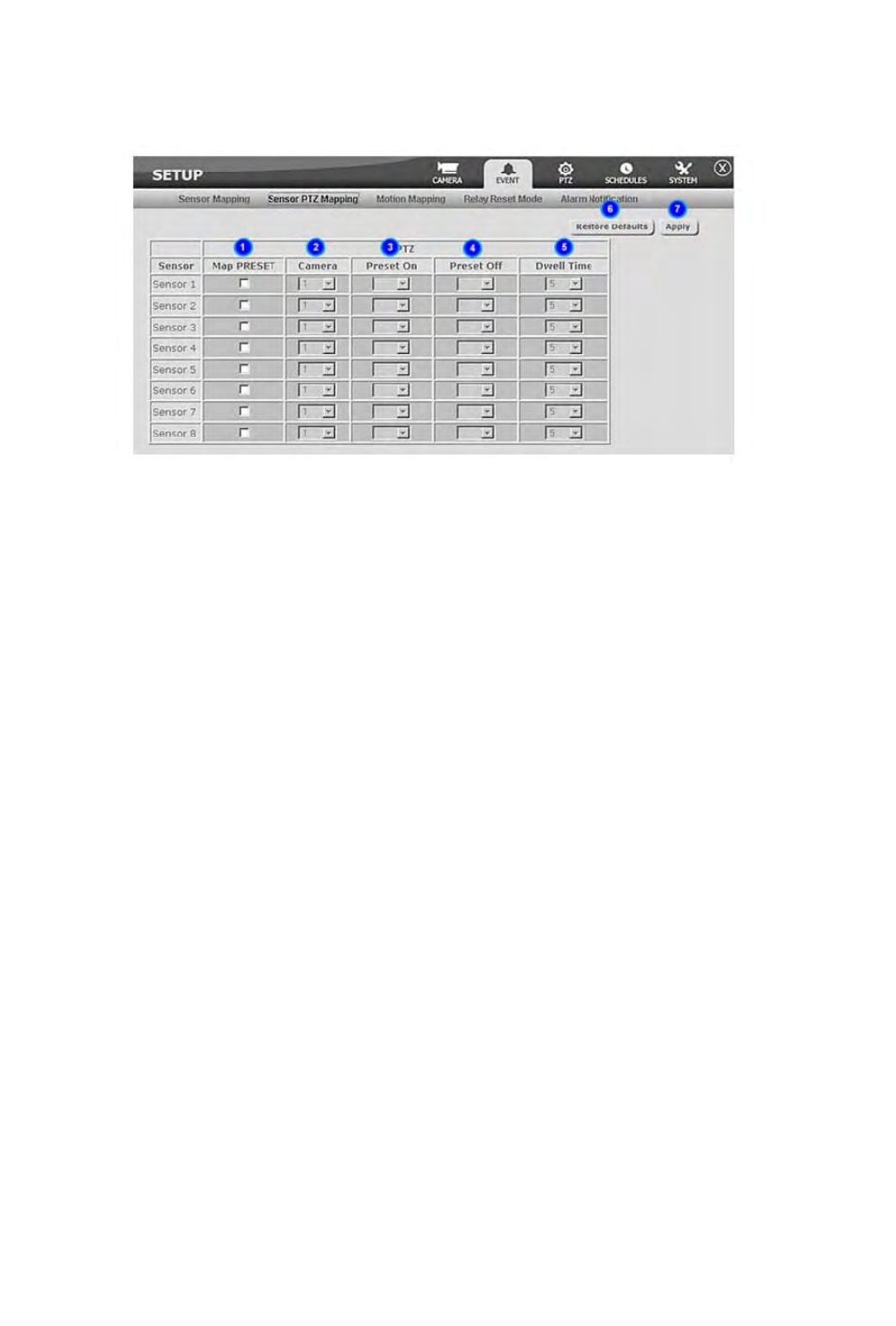 Sensor ptz mapping | Rugged Cams Rugged Vision DVR User Manual | Page 78 / 86