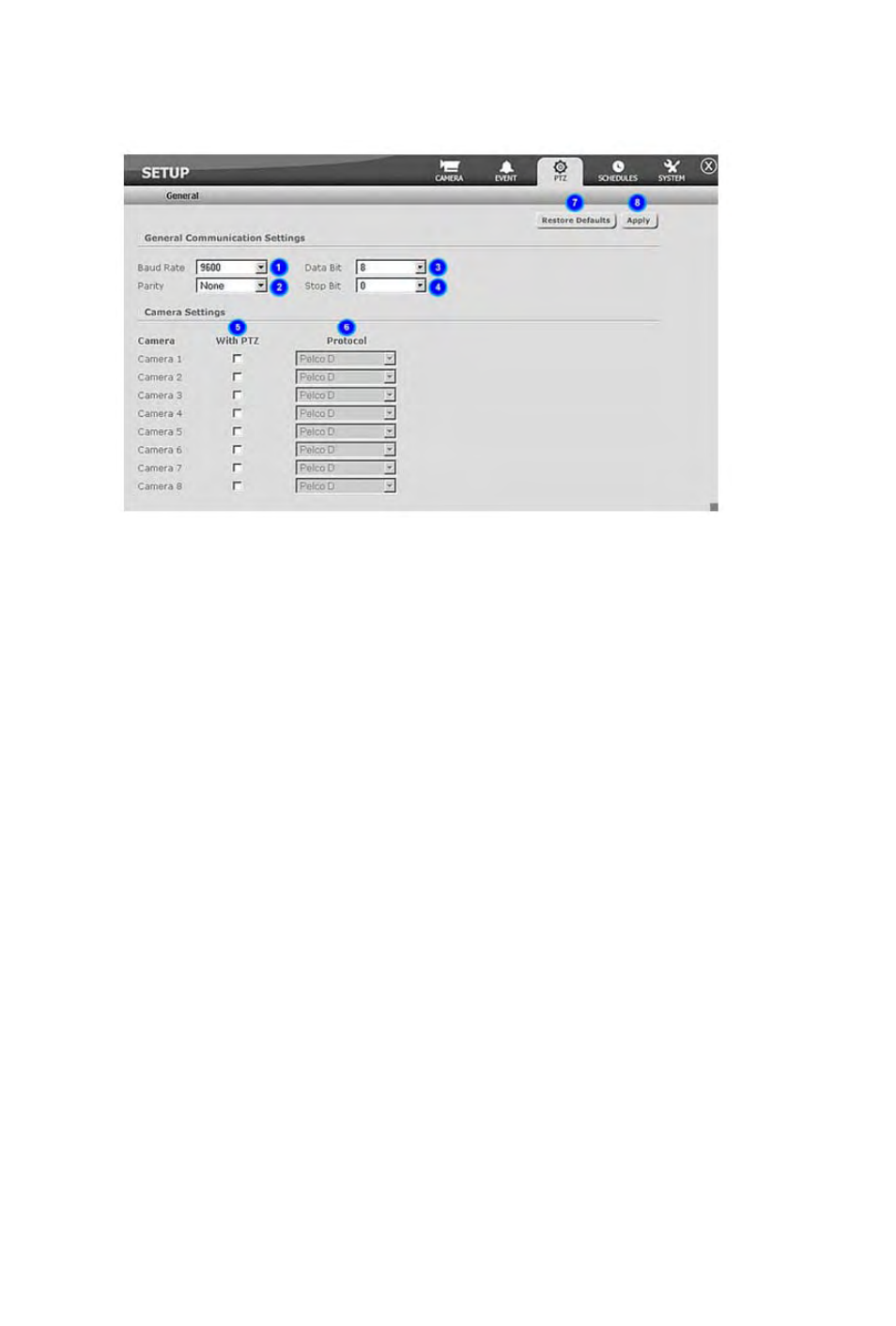 Ptz settings | Rugged Cams Rugged Vision DVR User Manual | Page 82 / 86