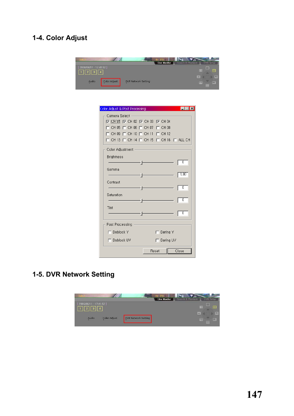 4. color adjust, 5. dvr network setting | Rugged Cams Workhorse DVR 4 Channel User Manual | Page 148 / 161