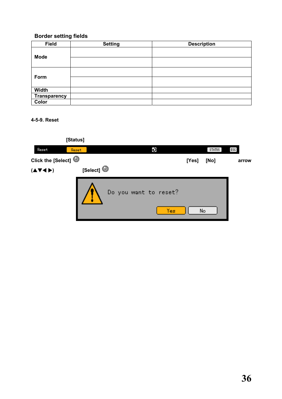 5-9. reset | Rugged Cams Workhorse DVR 4 Channel User Manual | Page 37 / 161