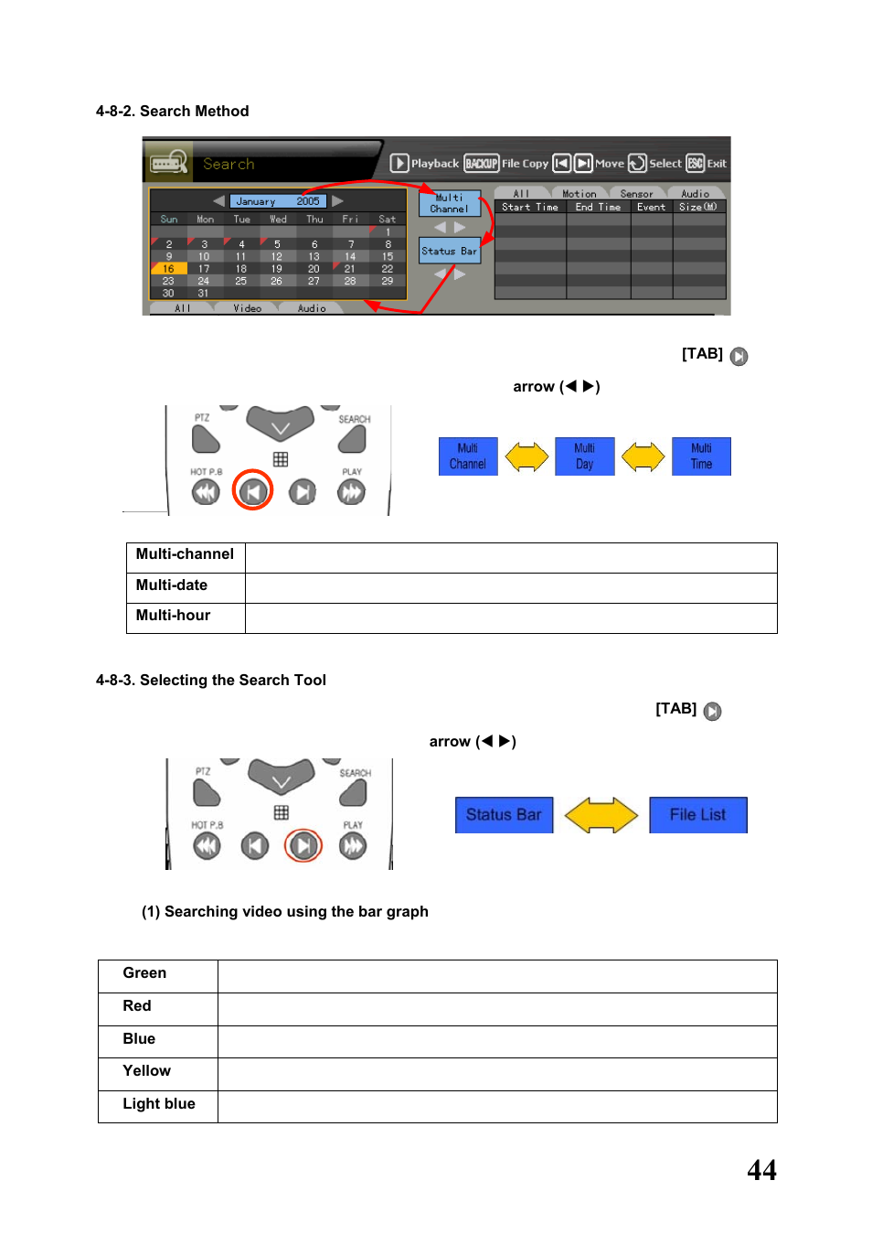 8-2. search method, 8-3. selecting the search tool | Rugged Cams Workhorse DVR 4 Channel User Manual | Page 45 / 161