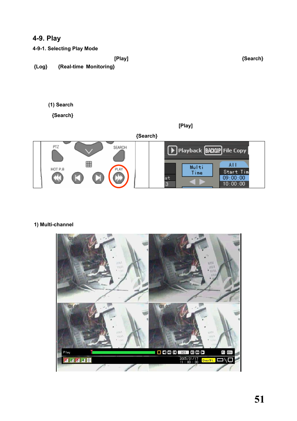 9. play, 9-1. selecting play mode | Rugged Cams Workhorse DVR 4 Channel User Manual | Page 52 / 161