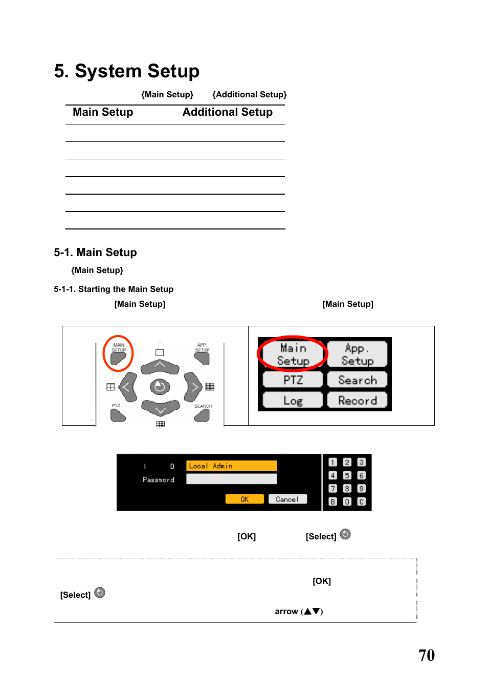 System setup, 1. main setup, 1-1. starting the main setup | Main setup additional setup | Rugged Cams Workhorse DVR 4 Channel User Manual | Page 71 / 161