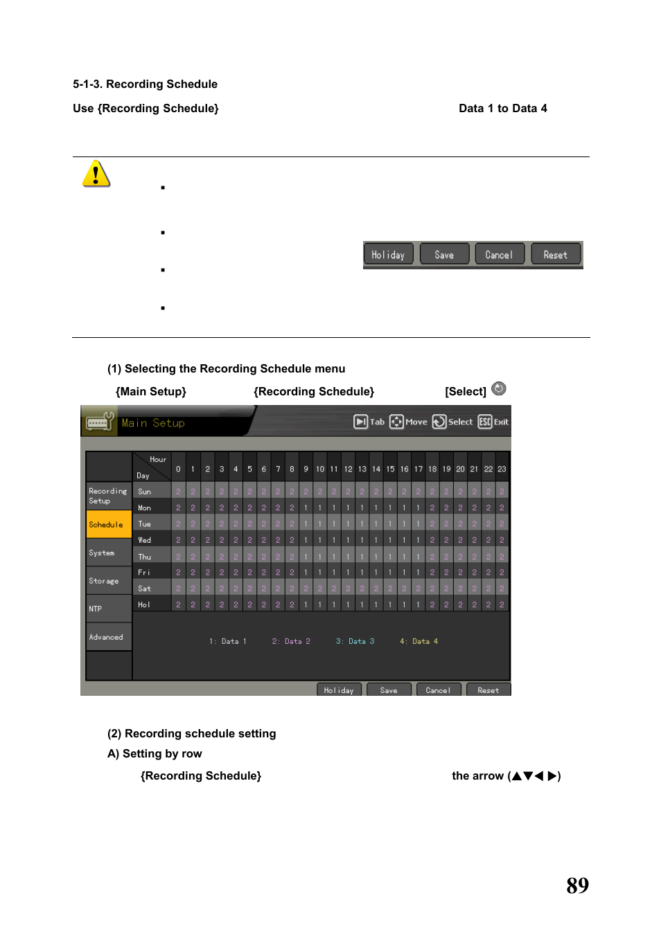 1-3. recording schedule | Rugged Cams Workhorse DVR 4 Channel User Manual | Page 90 / 161