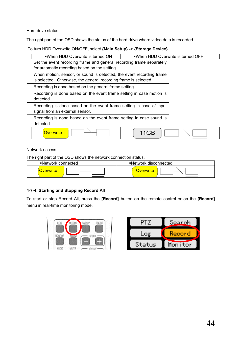 7-4. starting and stopping record all | Rugged Cams Workhorse DVR 16 Channel User Manual | Page 45 / 153