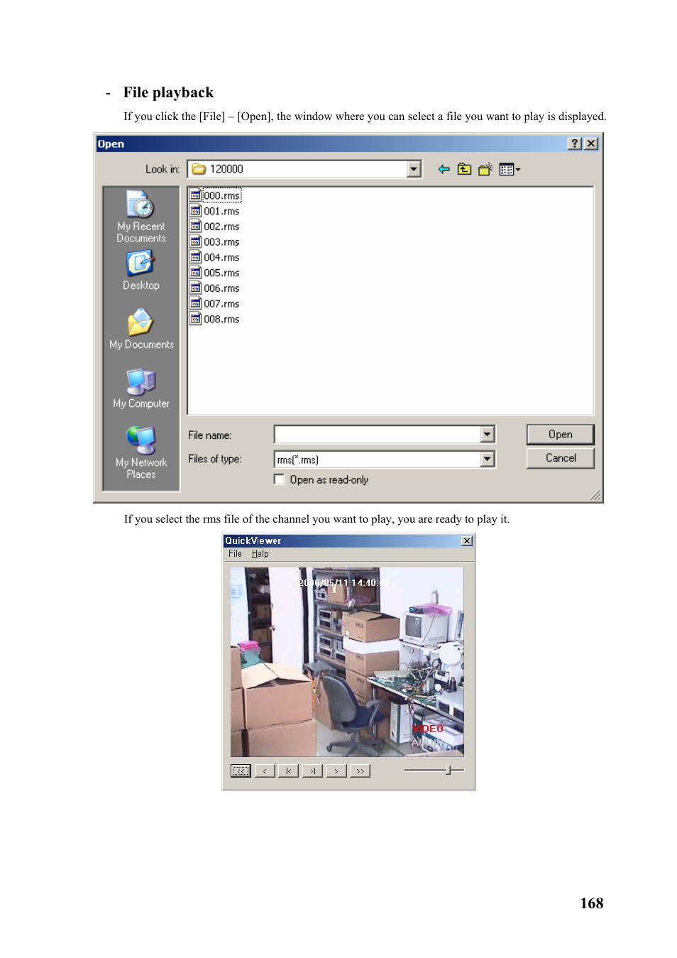 File playback | Rugged Cams Premier DVR User Manual | Page 169 / 173