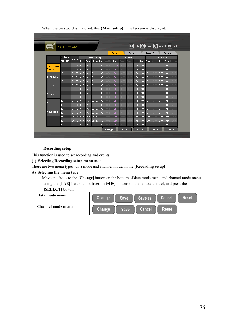 Recording setup | Rugged Cams Premier DVR User Manual | Page 77 / 173