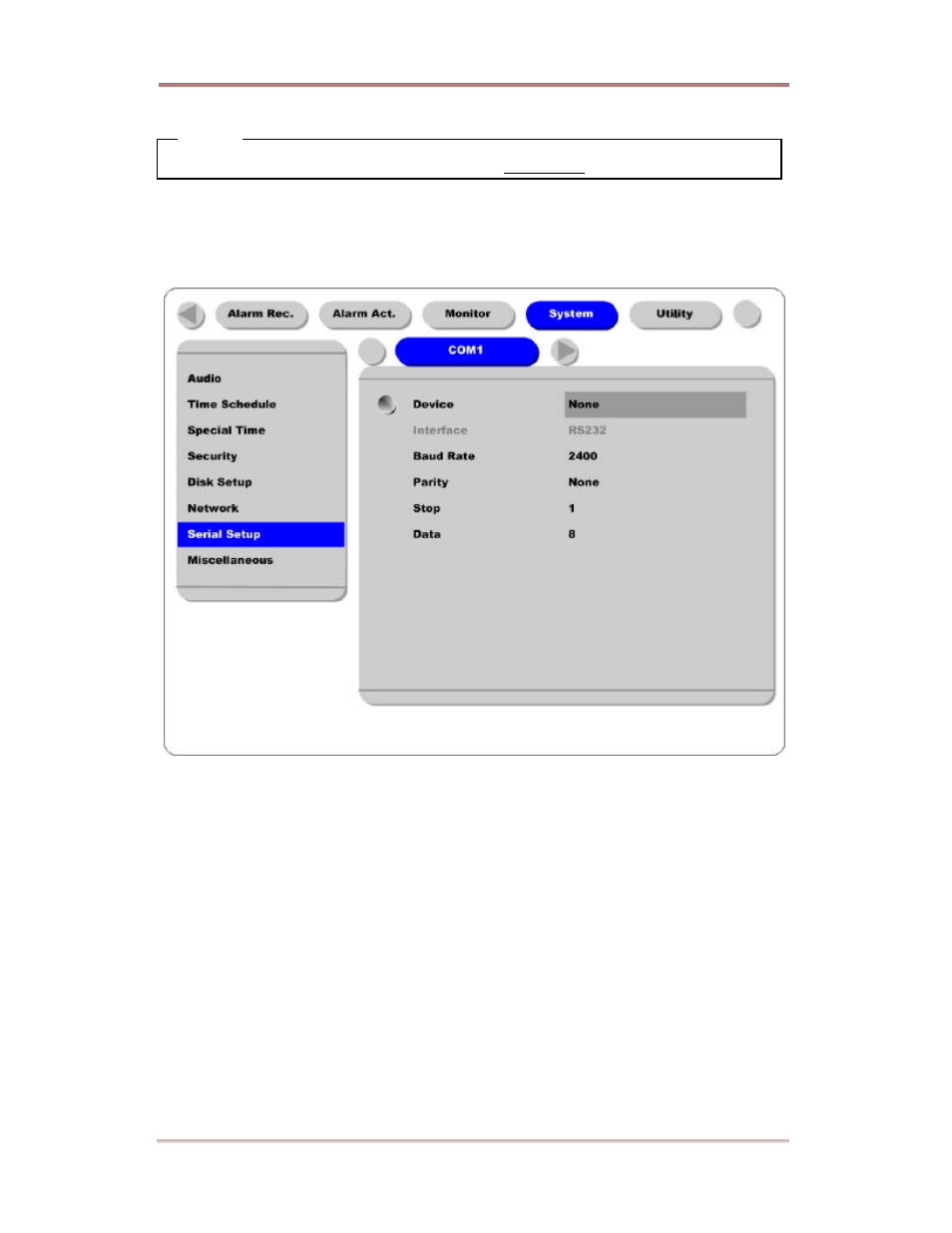 Serial setup | Rugged Cams ELX DVR 16 Channel User Manual | Page 61 / 81