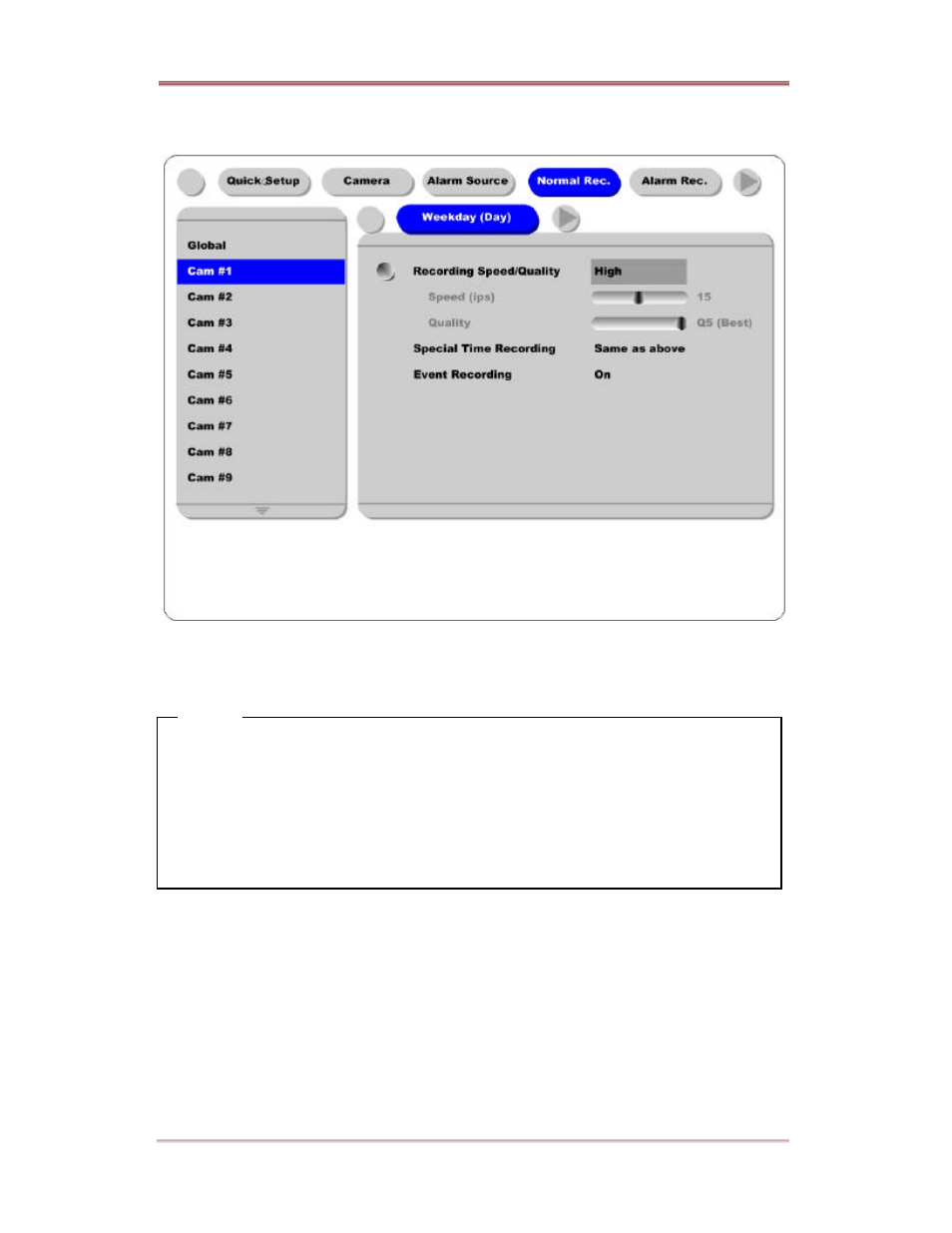 Setting at normal rec. menu | Rugged Cams ELX DVR 16 Channel User Manual | Page 70 / 81