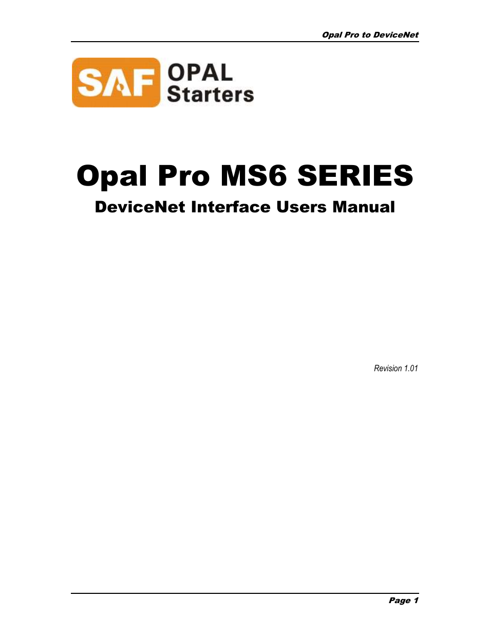 SAF OPAL Pro DeviceNet User Manual | 11 pages