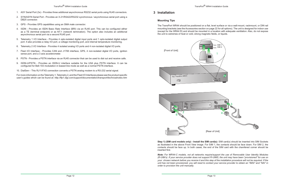 3 installation | Digi TransPort WR44 User Manual | Page 7 / 14