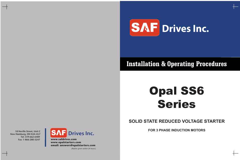 Opal ss6 series, Installation & operating procedures | SAF OPAL SS6 User Manual | Page 46 / 46