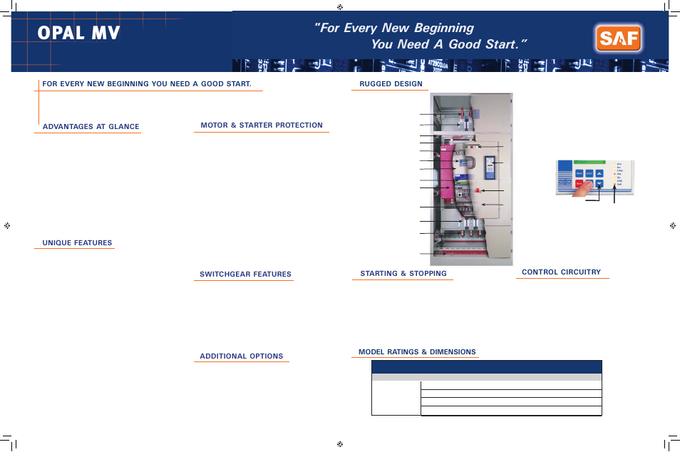 Opal mv, For every new beginning you need a good start | SAF OPAL MV (Consult SAF) User Manual | Page 2 / 2