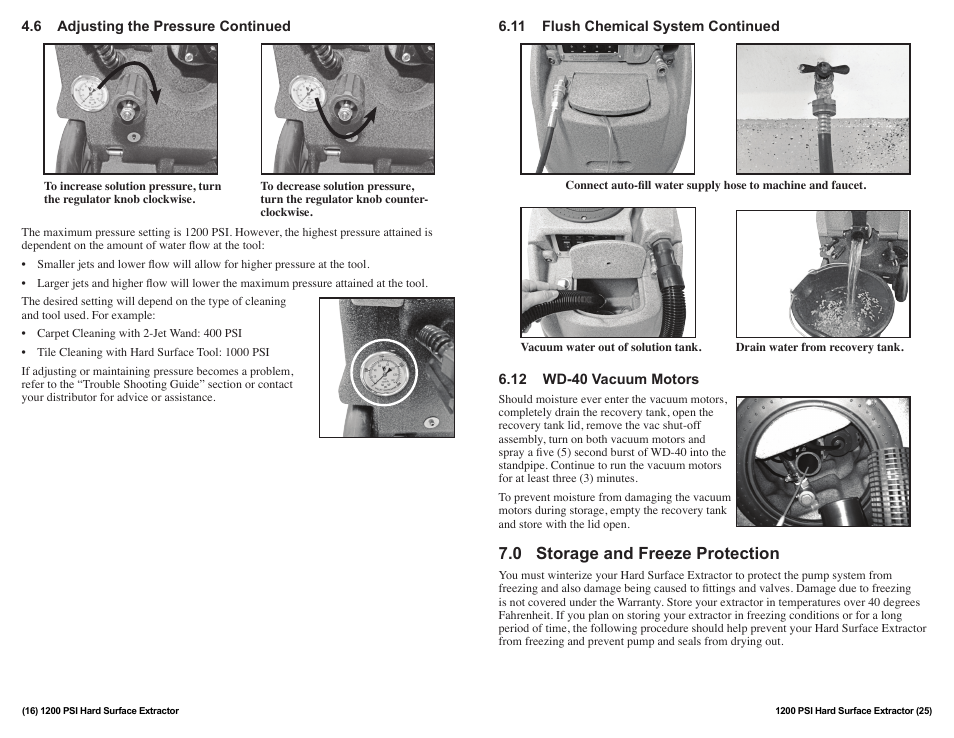 0 storage and freeze protection | Sandia 12-Gallon, 1200 PSI Hard Surface Extractor User Manual | Page 16 / 20