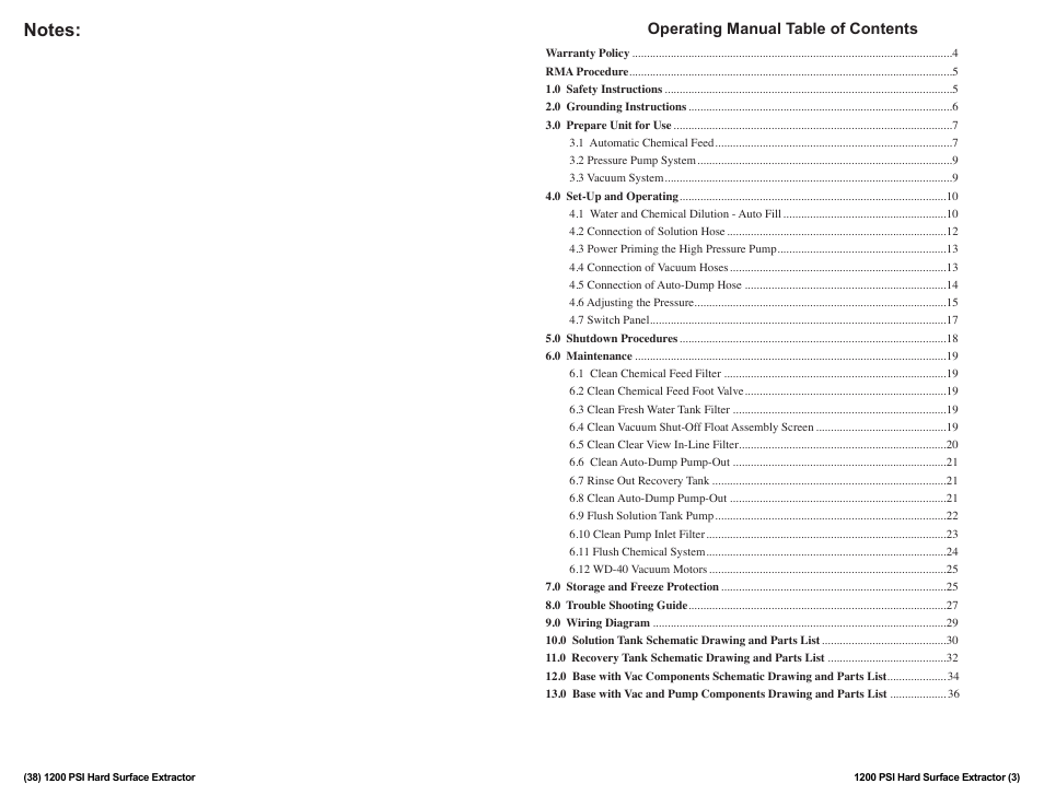 Sandia 12-Gallon, 1200 PSI Hard Surface Extractor User Manual | Page 3 / 20