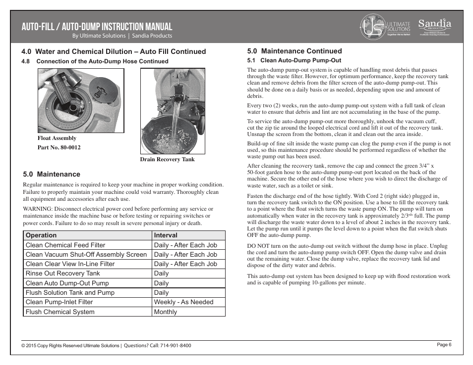 Auto-fill / auto-dump instruction manual | Sandia Auto-Fill / Auto-Dump User Manual | Page 6 / 6