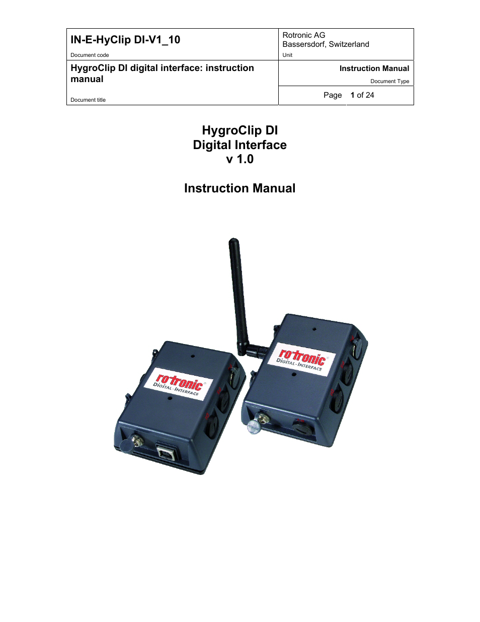 Digi HygroClip DI digital interface User Manual | 24 pages