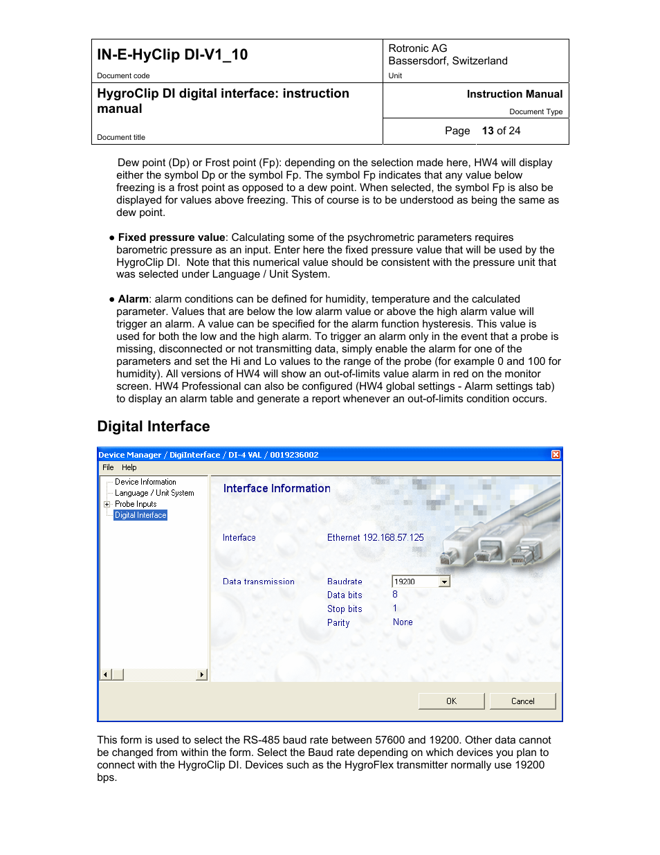 In-e-hyclip di-v1_10, Digital interface, Hygroclip di digital interface: instruction manual | Digi HygroClip DI digital interface User Manual | Page 13 / 24