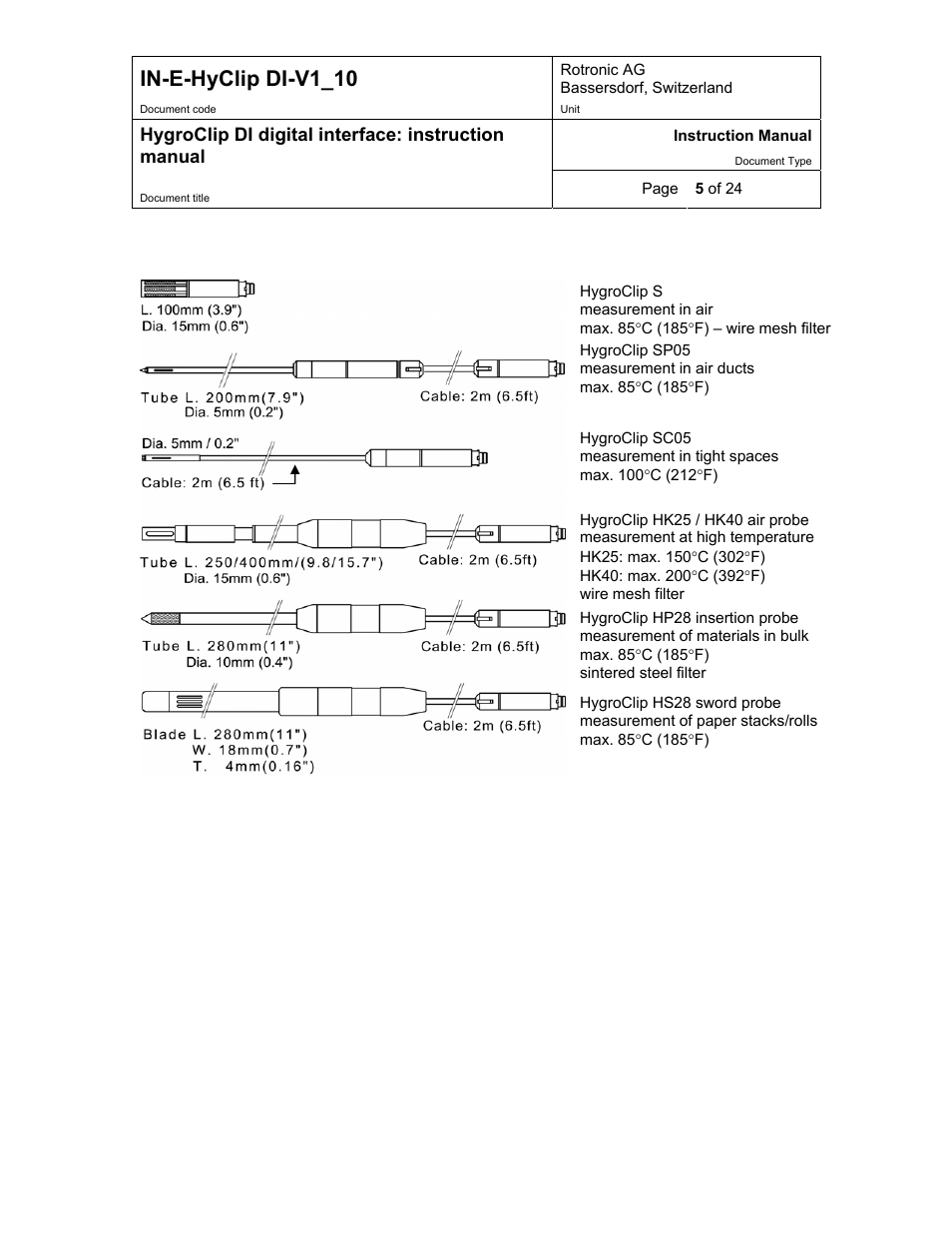 In-e-hyclip di-v1_10, Hygroclip di digital interface: instruction manual | Digi HygroClip DI digital interface User Manual | Page 5 / 24