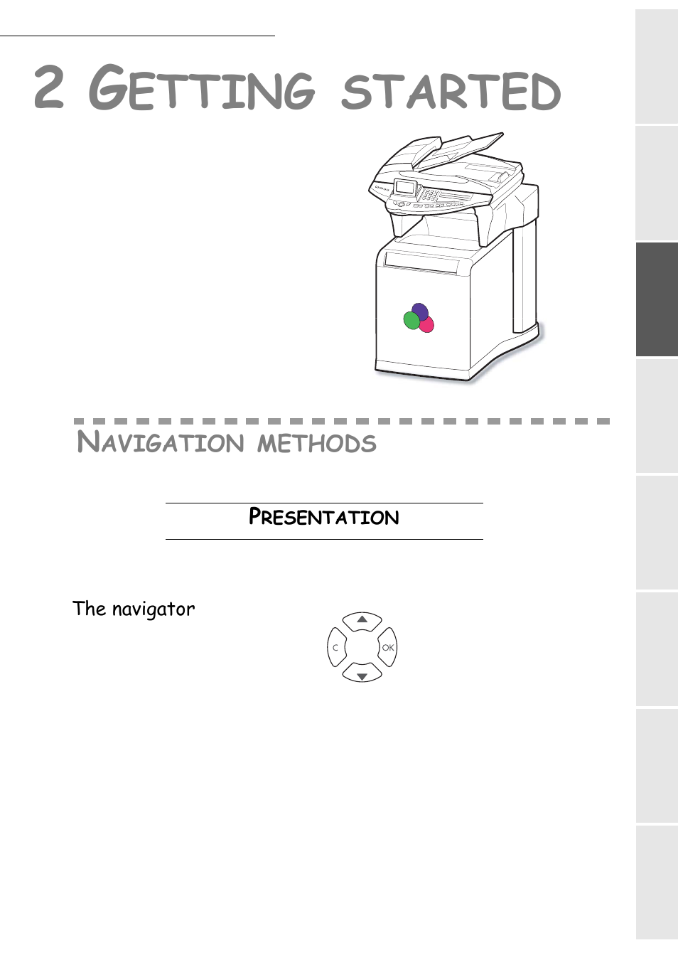 Etting, Started, Avigation | Methods | TA Triumph-Adler CLP 4416 User Manual | Page 27 / 166