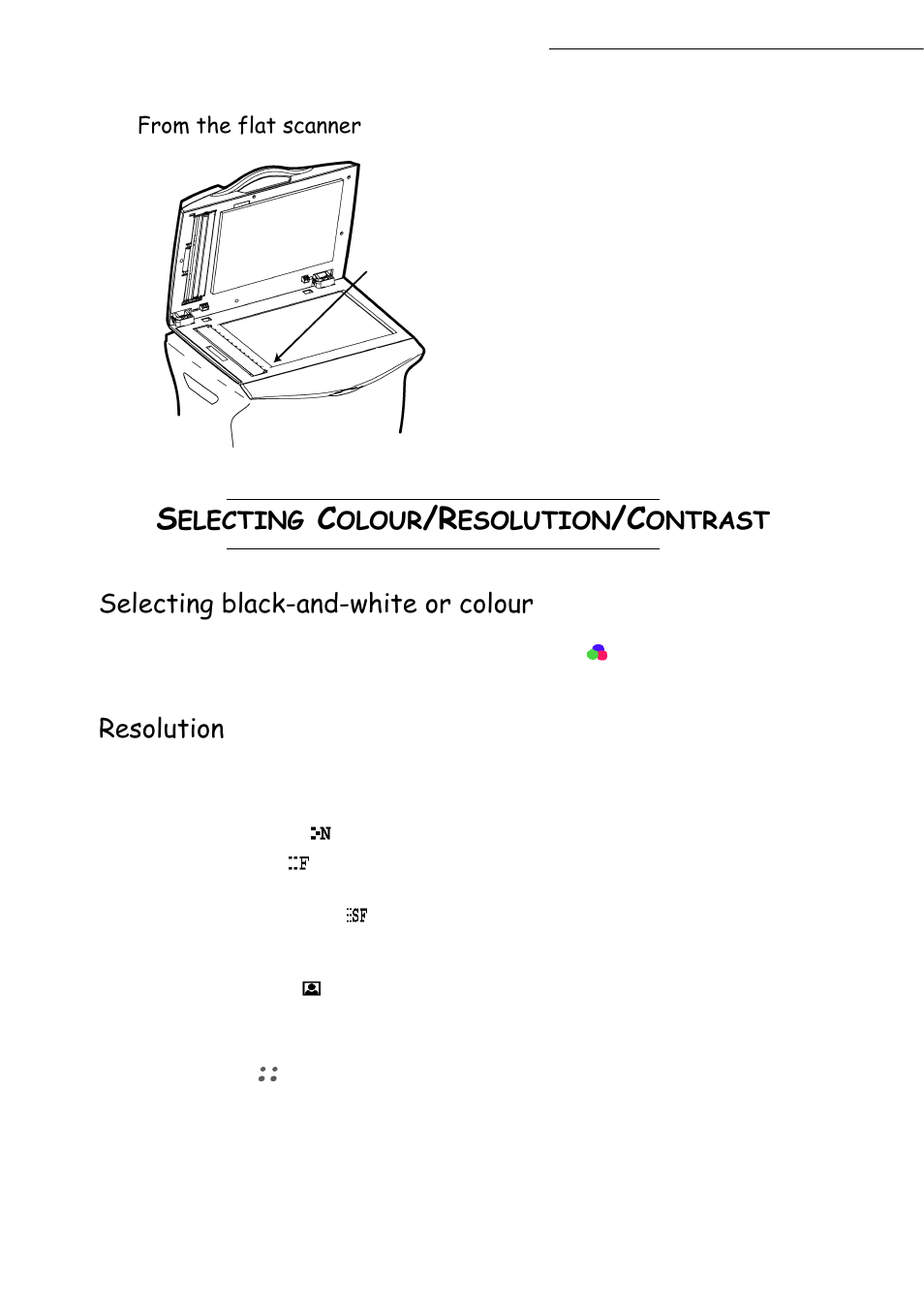 Selecting black-and-white or colour, Resolution, Electing | Olour, Esolution, Ontrast | TA Triumph-Adler CLP 4416 User Manual | Page 82 / 166