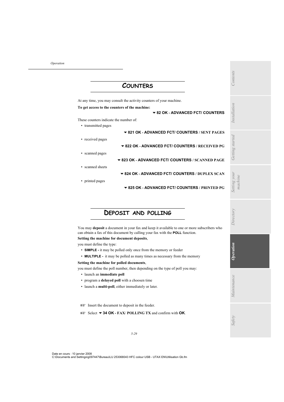 Counters, Deposit and polling, P. 5-29 | Ounters, Eposit, Polling | TA Triumph-Adler CLP 4524 User Manual | Page 105 / 162