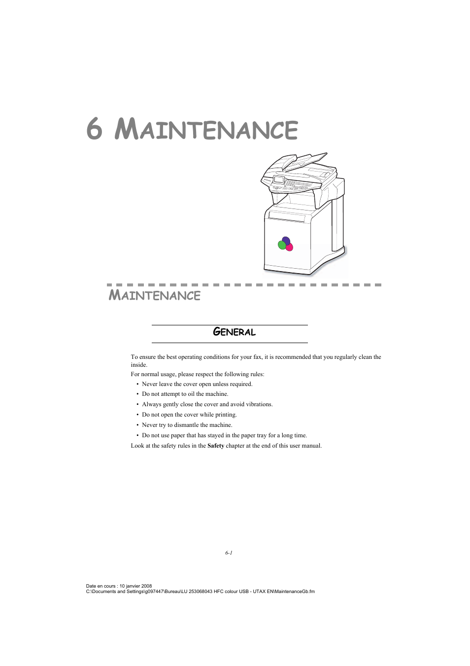 6 maintenance, Maintenance, General | Aintenance | TA Triumph-Adler CLP 4524 User Manual | Page 113 / 162