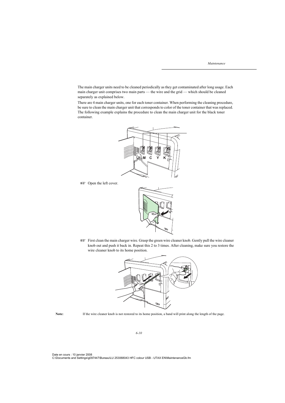 Cleaning the main charger unit | TA Triumph-Adler CLP 4524 User Manual | Page 122 / 162
