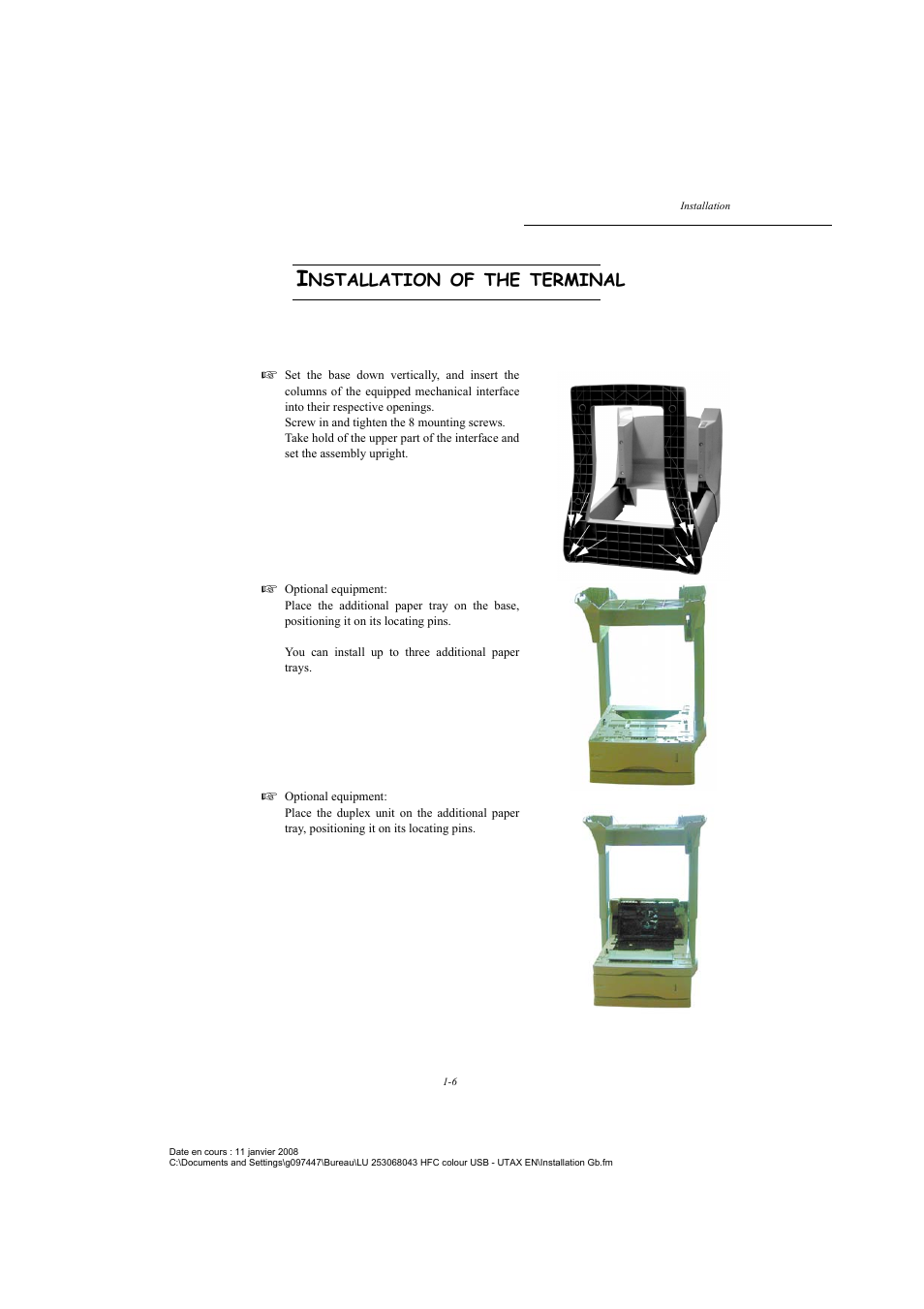 Installation of the terminal, Nstallation, Terminal | TA Triumph-Adler CLP 4524 User Manual | Page 14 / 162