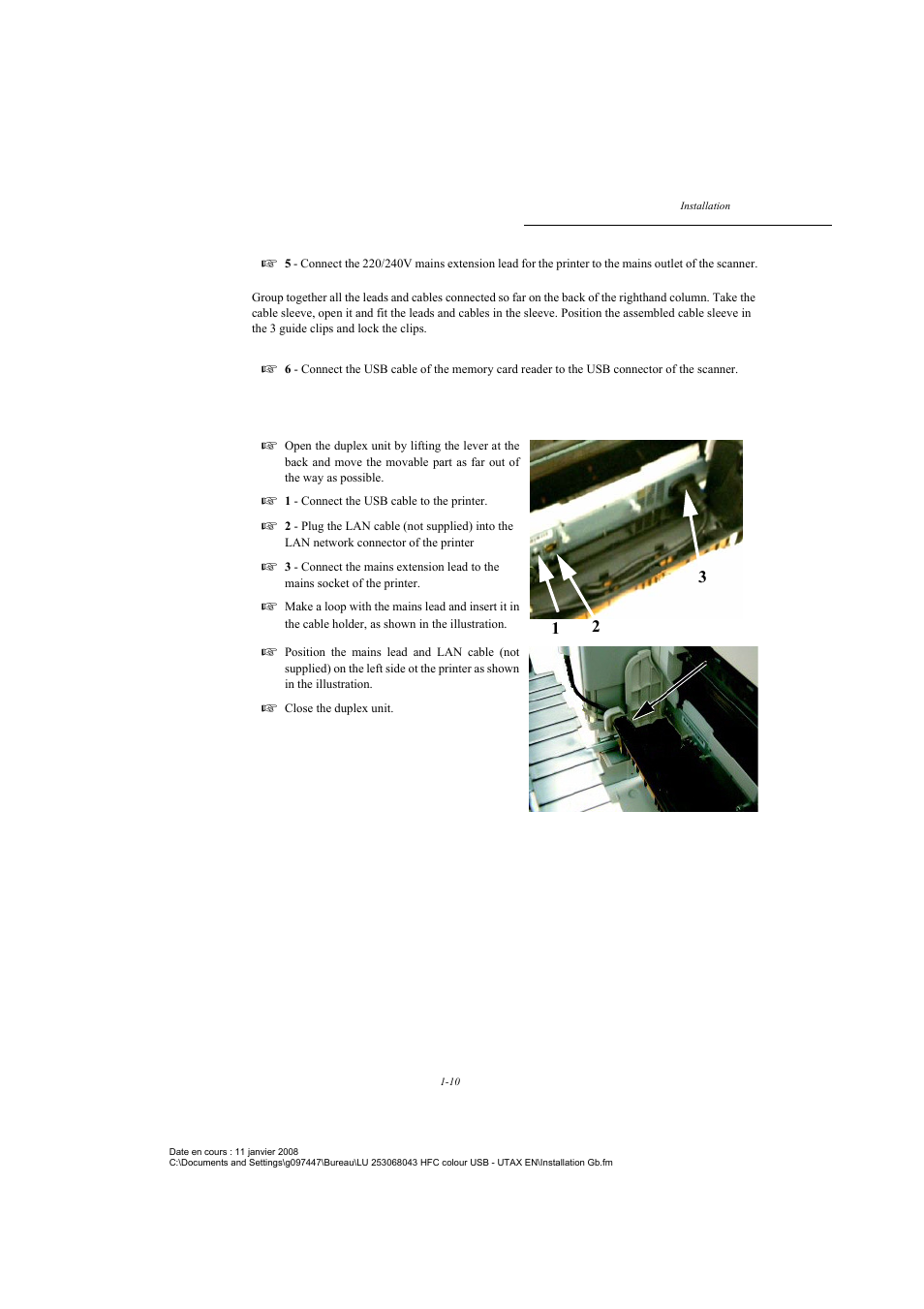 Connecting the leads and cables to the printer | TA Triumph-Adler CLP 4524 User Manual | Page 18 / 162