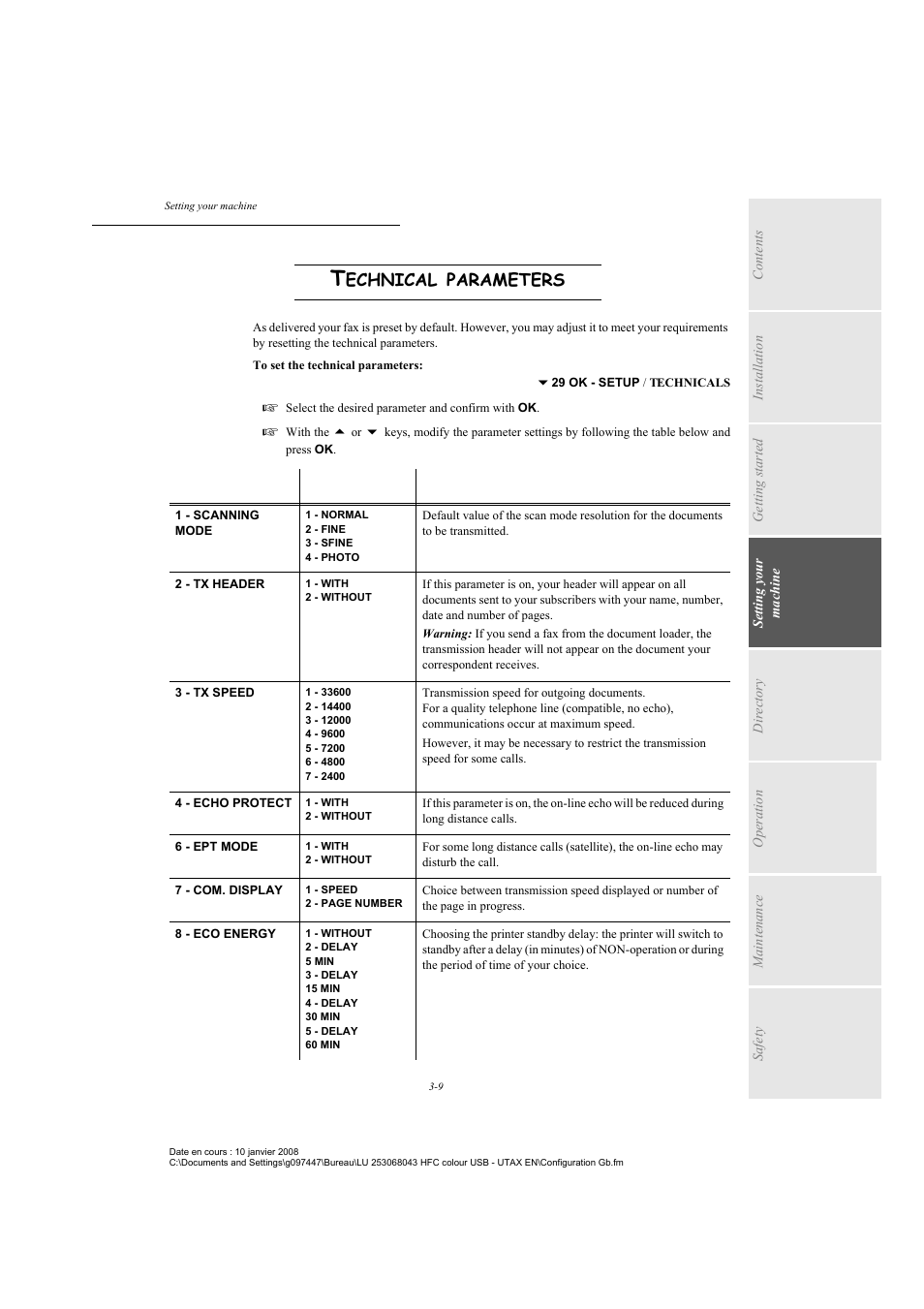 Technical parameters, Please see the paragraph technical parameters , on, Echnical | Parameters | TA Triumph-Adler CLP 4524 User Manual | Page 47 / 162