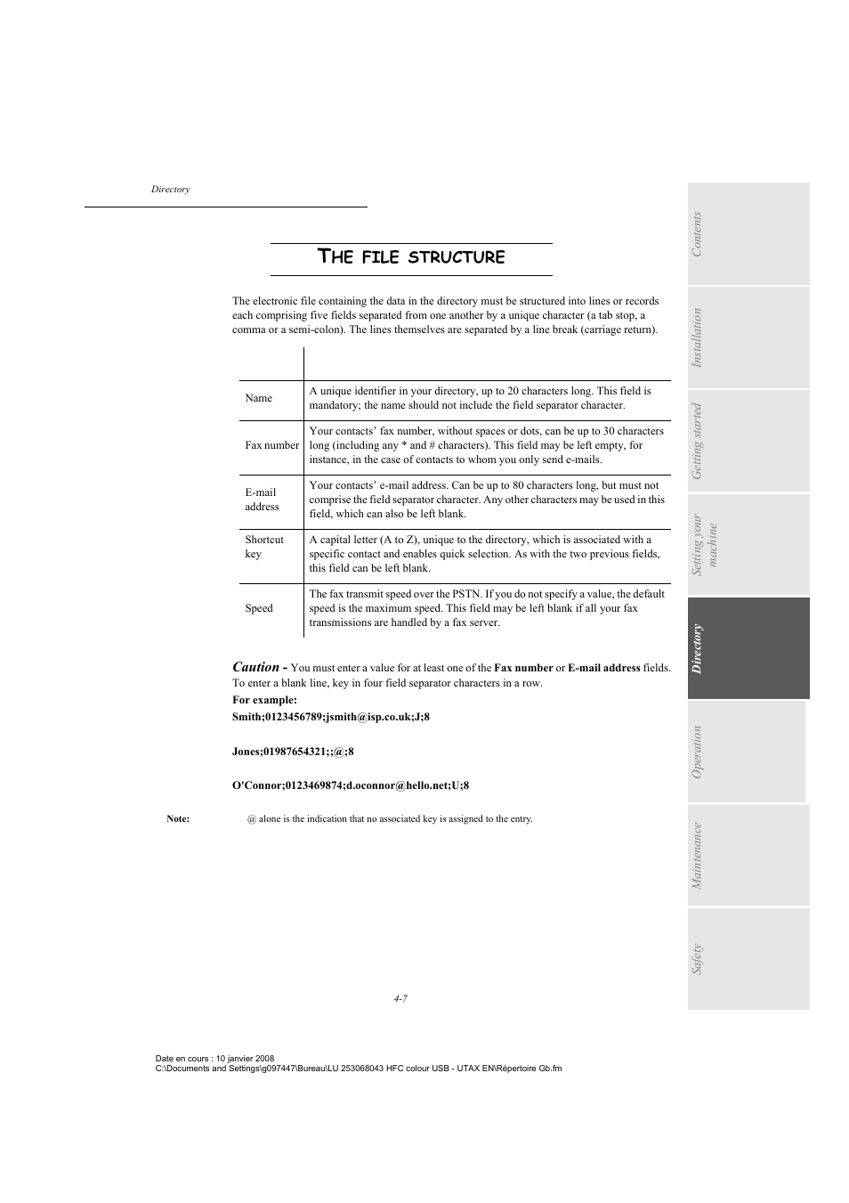The file structure, File, Structure | TA Triumph-Adler CLP 4524 User Manual | Page 73 / 162
