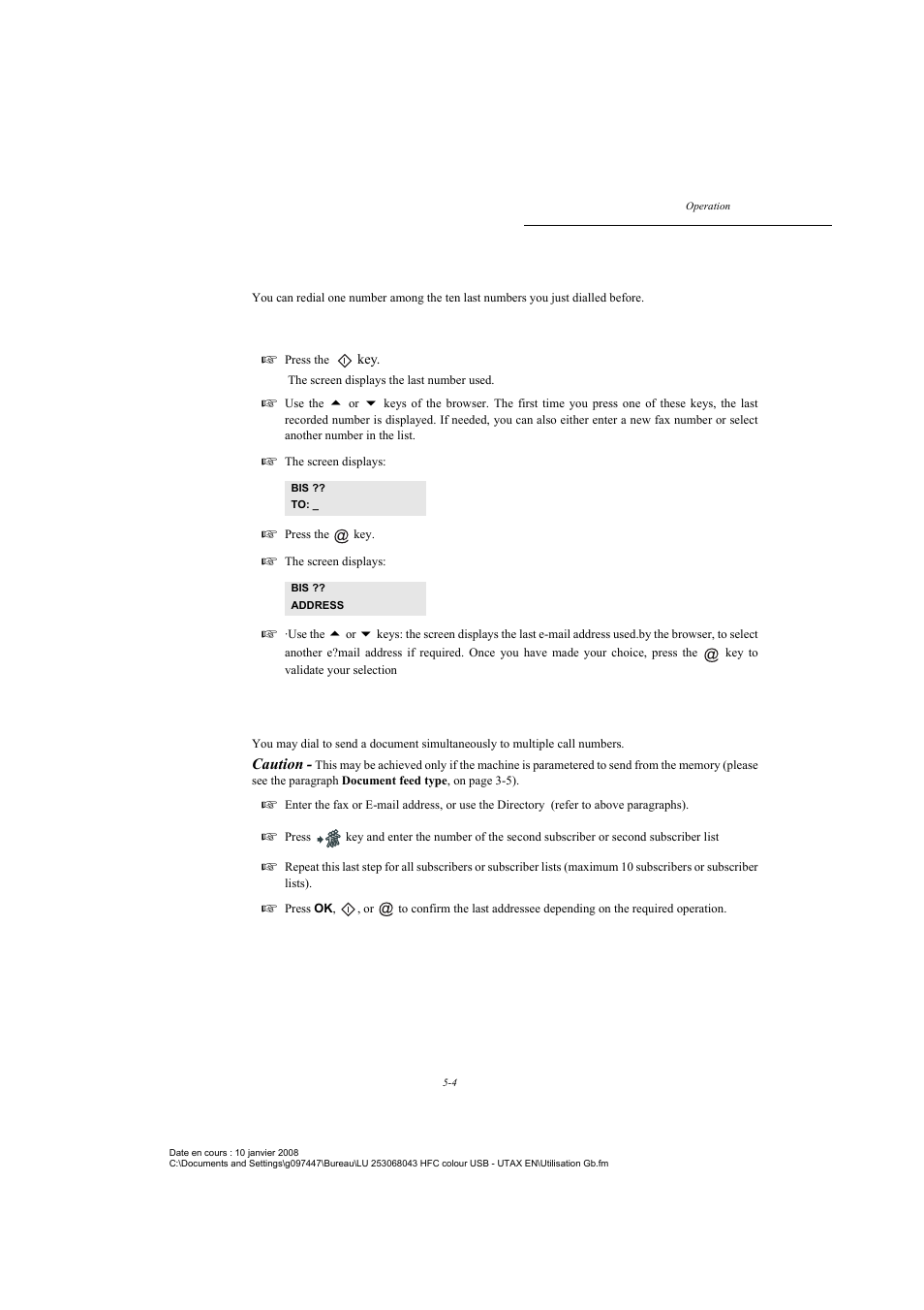 Using the last number dialled key, To multiple numbers | TA Triumph-Adler CLP 4524 User Manual | Page 80 / 162