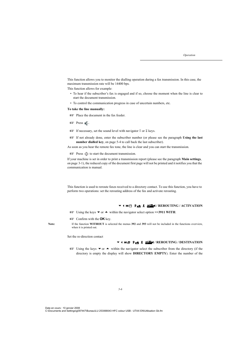 Transmission with auto redial, Rerouting, P. 5-6 | TA Triumph-Adler CLP 4524 User Manual | Page 82 / 162