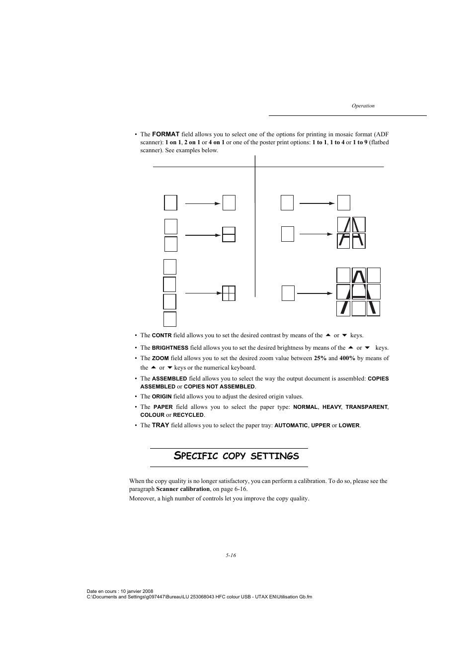 Specific copy settings, Pecific, Copy | Settings | TA Triumph-Adler CLP 4524 User Manual | Page 92 / 162