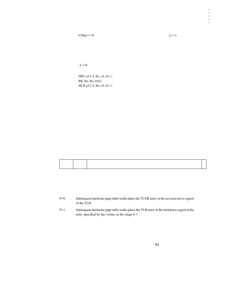 R10:tlb lockdown register, Cache unlock procedure, Register format p bit invalidate operation | Digi NS9215 User Manual | Page 101 / 517