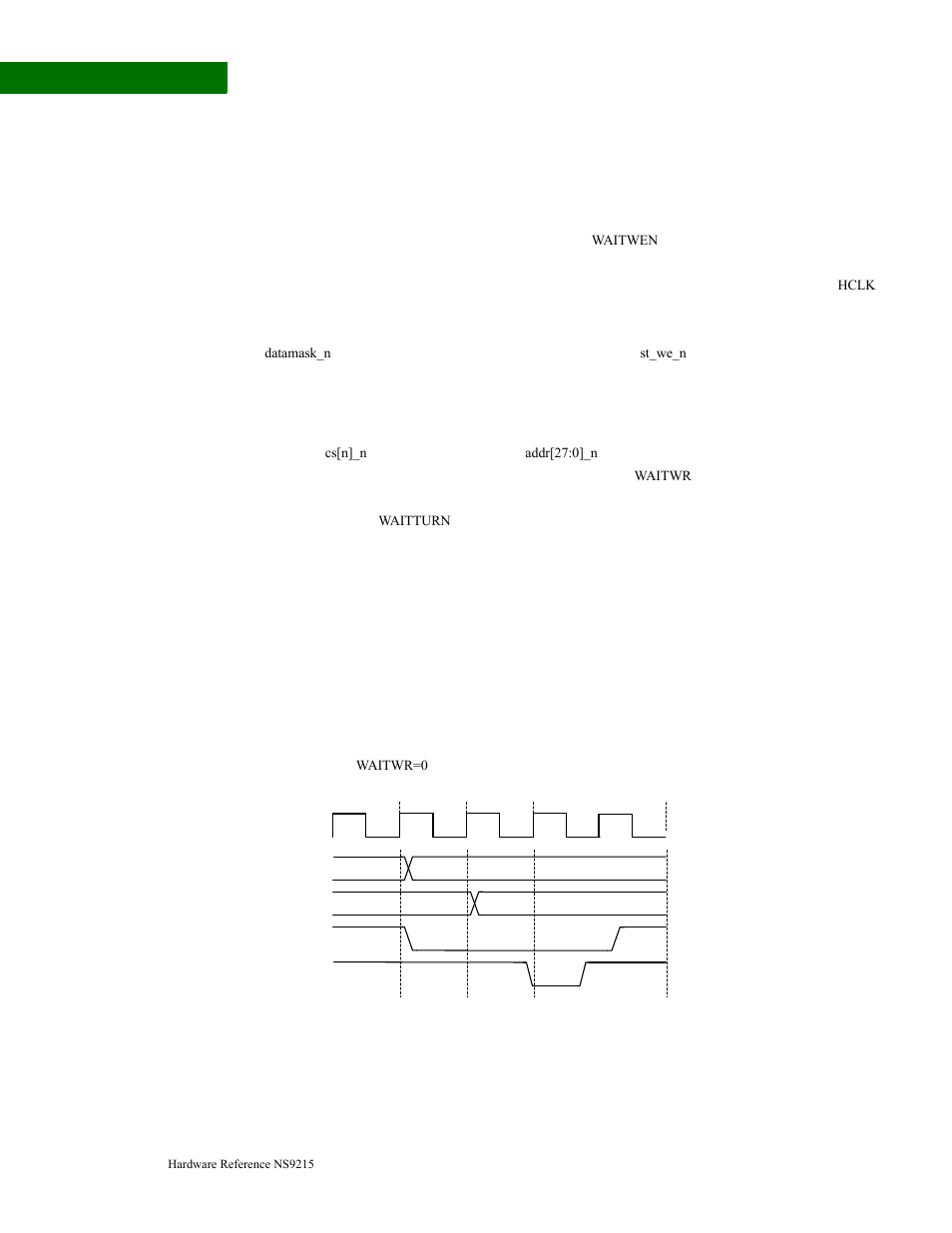 Static memory write control, Static memory write: timing and parameters, Write enable programming delay sram | Digi NS9215 User Manual | Page 216 / 517