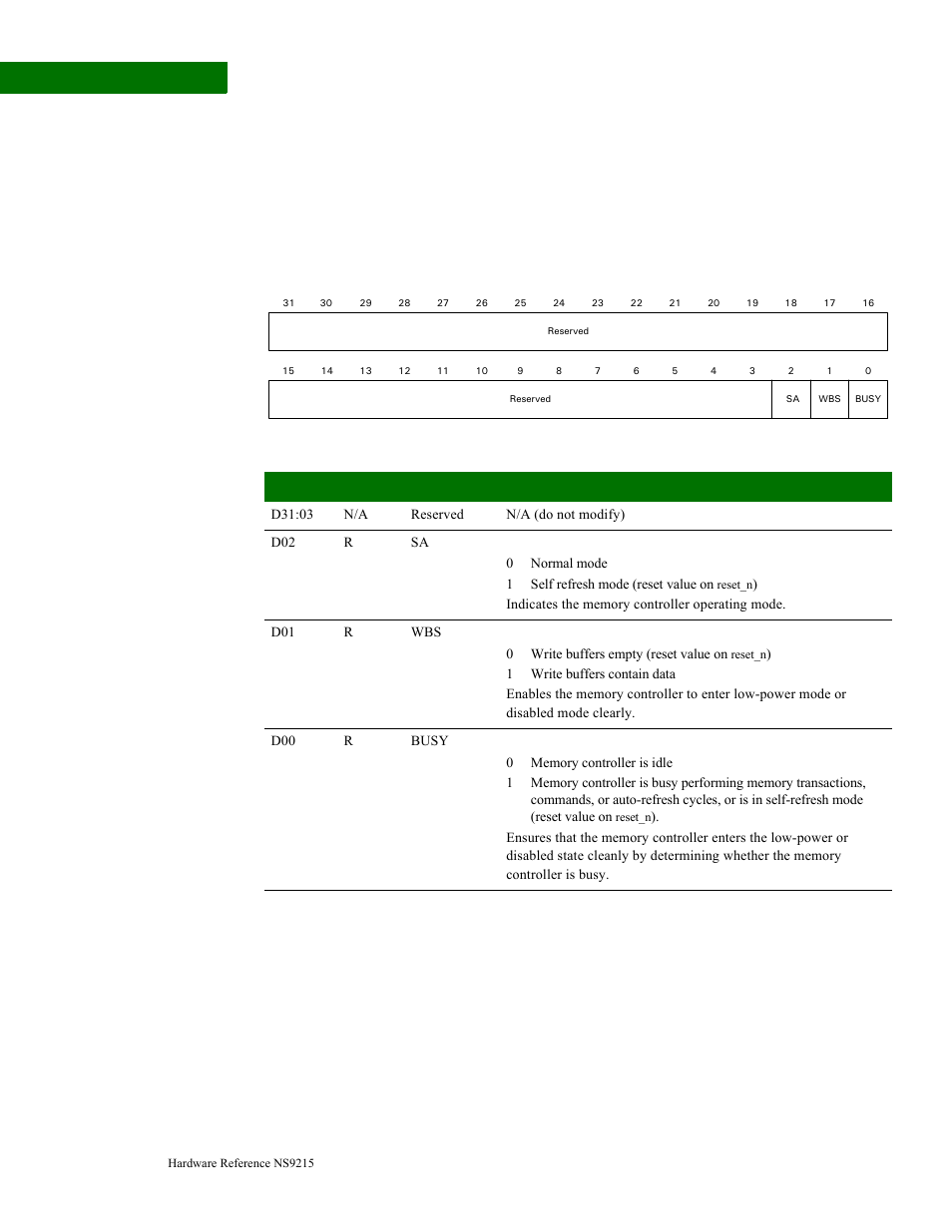 Status register, Configuration register, Status register configuration register | Digi NS9215 User Manual | Page 234 / 517