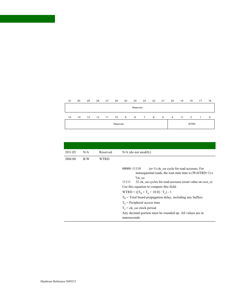 Static memory read delay 0-3 registers | Digi NS9215 User Manual | Page 256 / 517