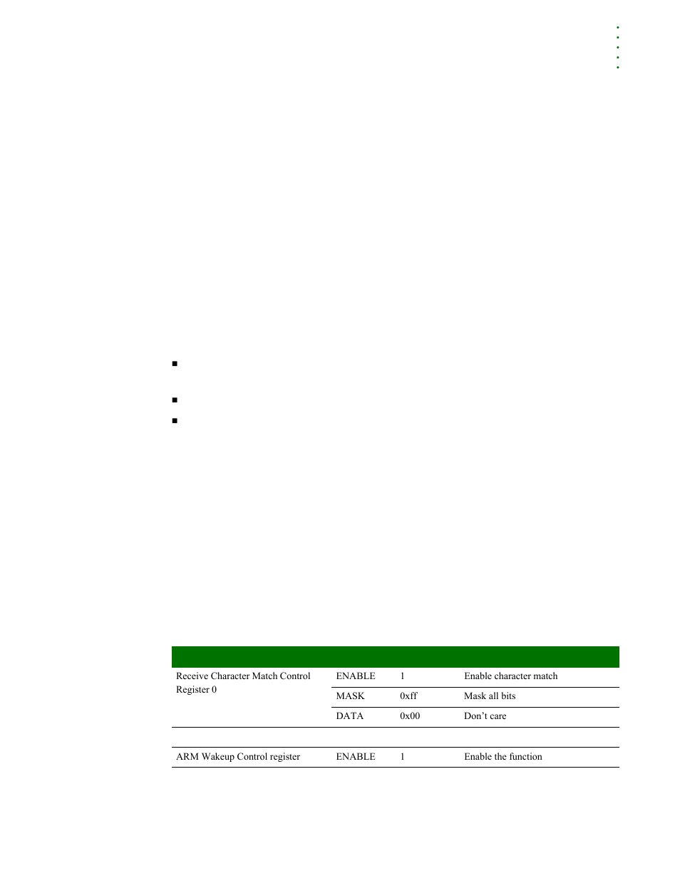 Arm wakeup on character recognition, Example configuration | Digi NS9215 User Manual | Page 389 / 517