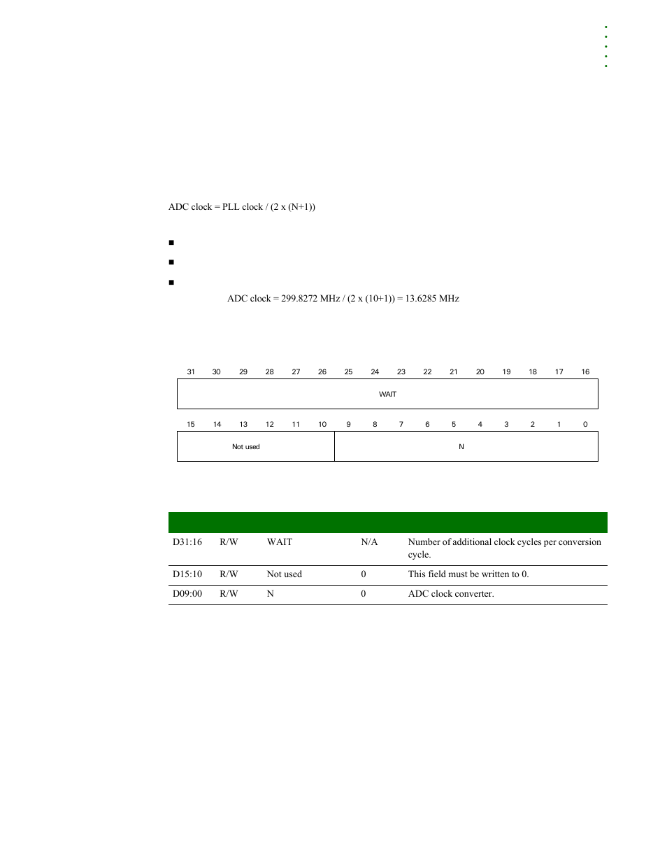 Adc clock configuration register, Adc output registers 0-7 | Digi NS9215 User Manual | Page 477 / 517