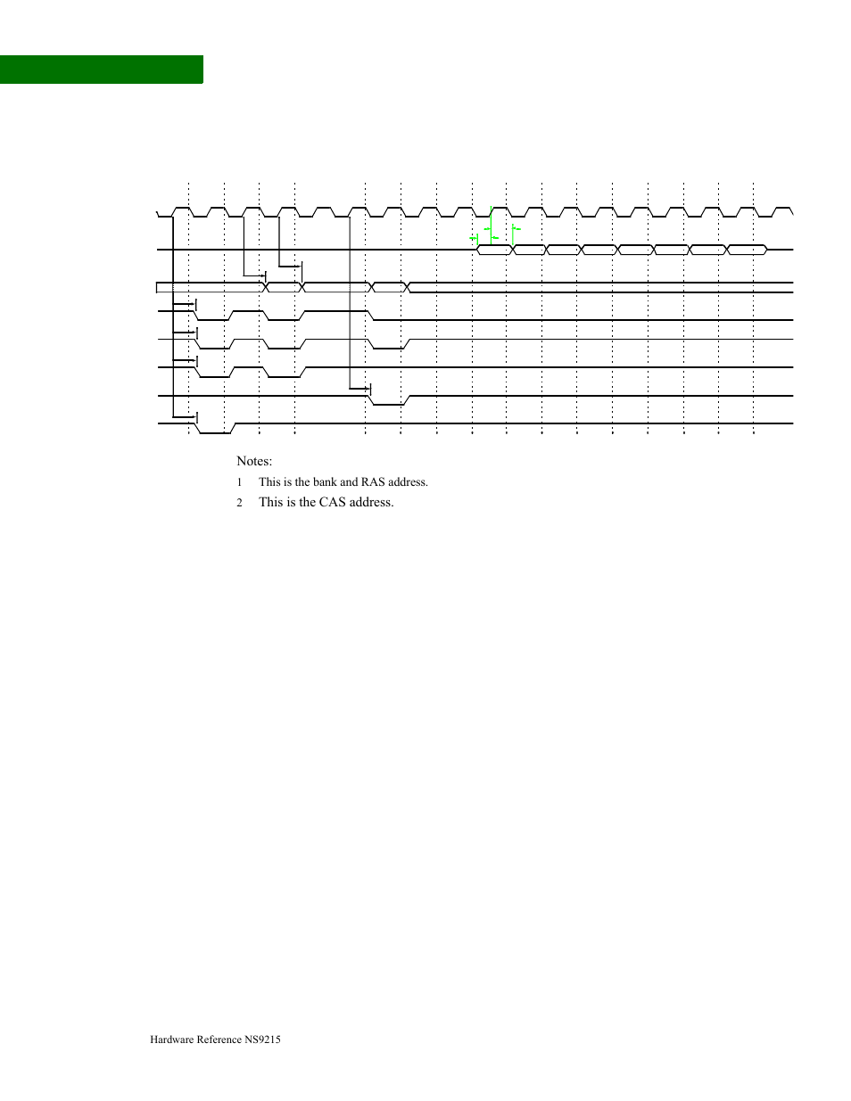 Sdram burst read (16 bit), cas latency = 3, This is the cas address, This is the bank and ras address | Hardware reference ns9215 | Digi NS9215 User Manual | Page 486 / 517